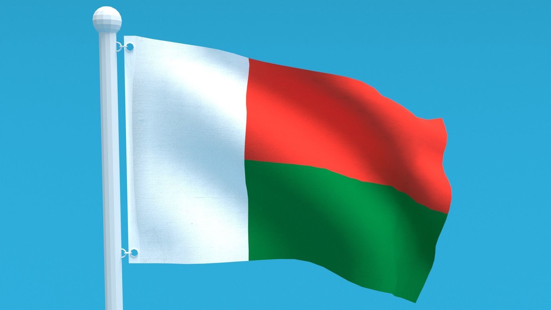 Low Poly Seamless Animated Madagascar Flag Low-poly 3D model_8