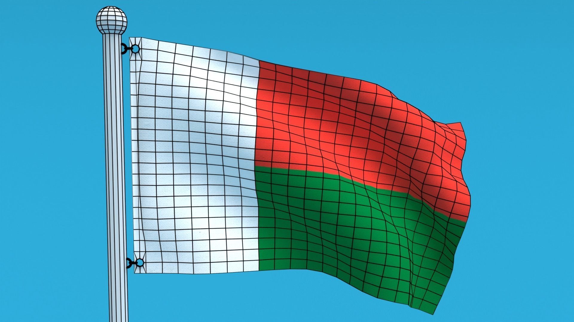 Low Poly Seamless Animated Madagascar Flag Low-poly 3D model_17