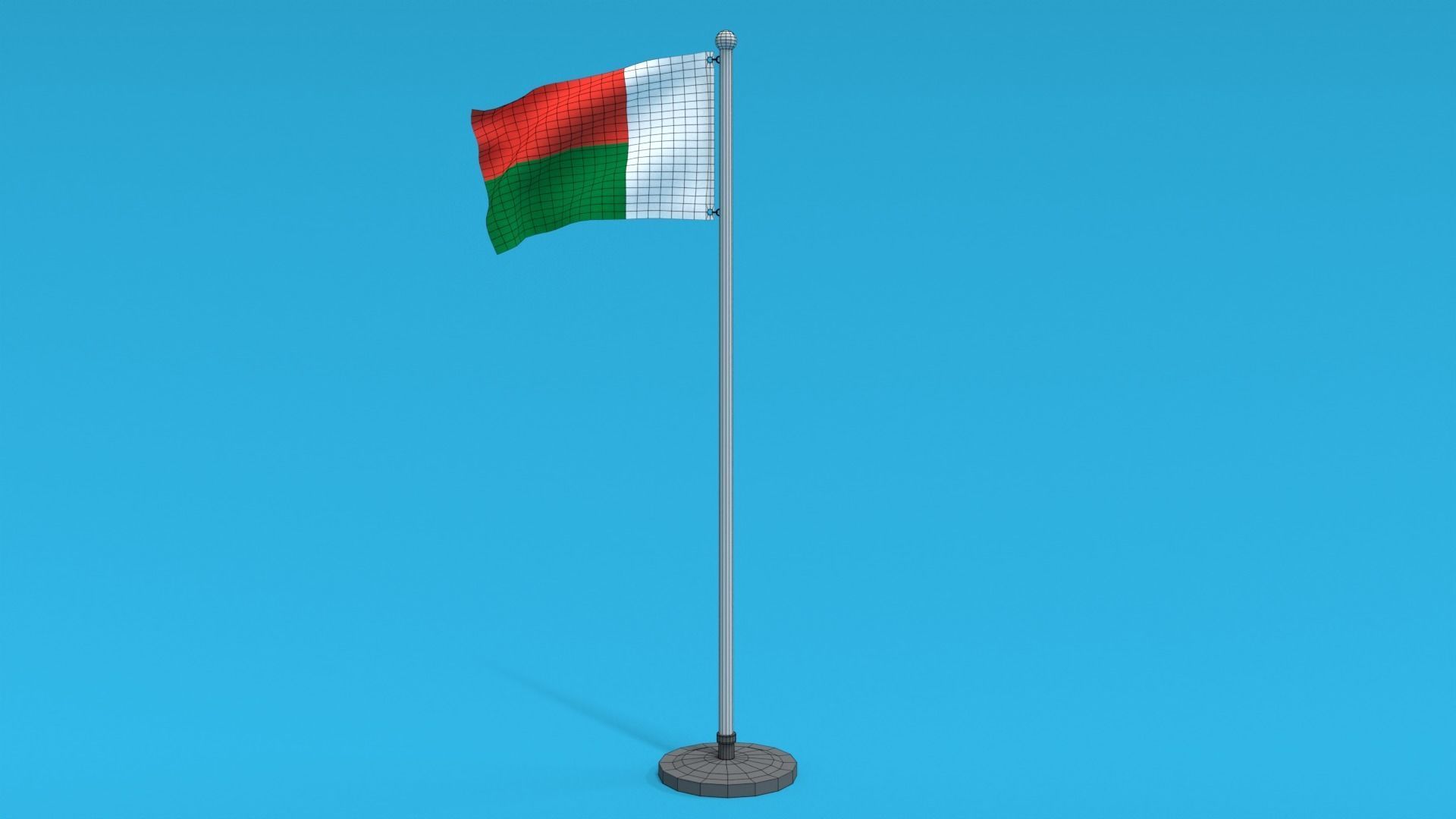 Low Poly Seamless Animated Madagascar Flag Low-poly 3D model_13
