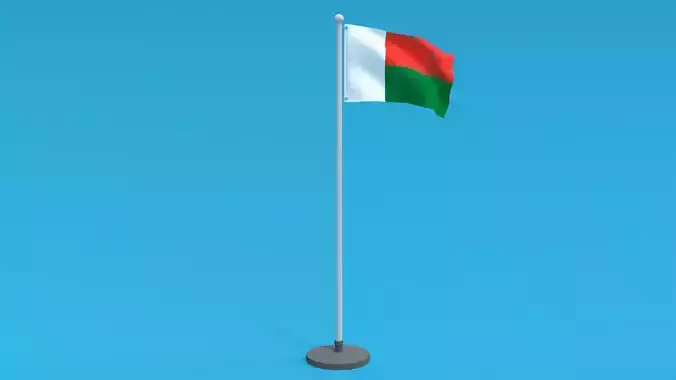 Low Poly Seamless Animated Madagascar Flag Low-poly 3D model