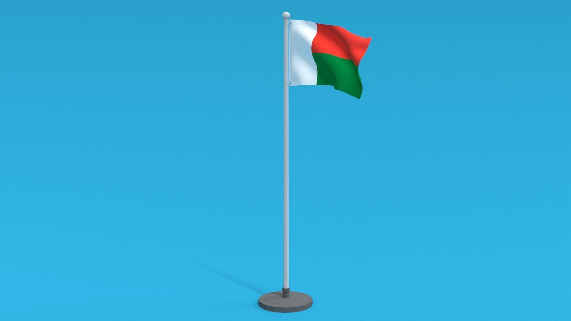 Low Poly Seamless Animated Madagascar Flag Low-poly 3D model_1