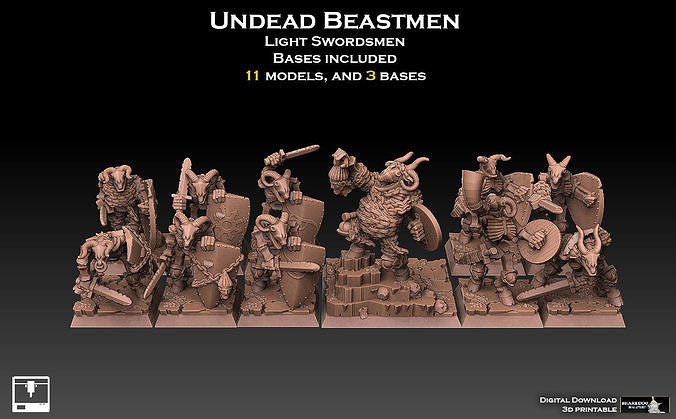 Undead Beastmen Light Swordsmen 3D print model