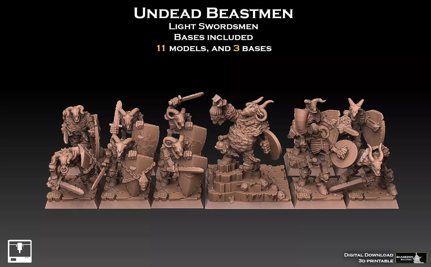 Undead Beastmen Light Swordsmen 3D print model_0