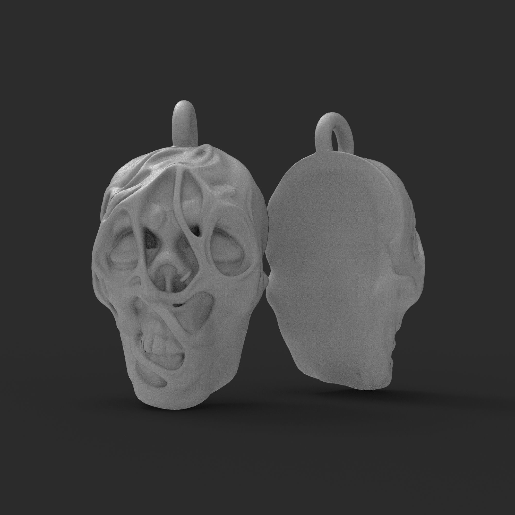 Skull pendant 3D print model_4