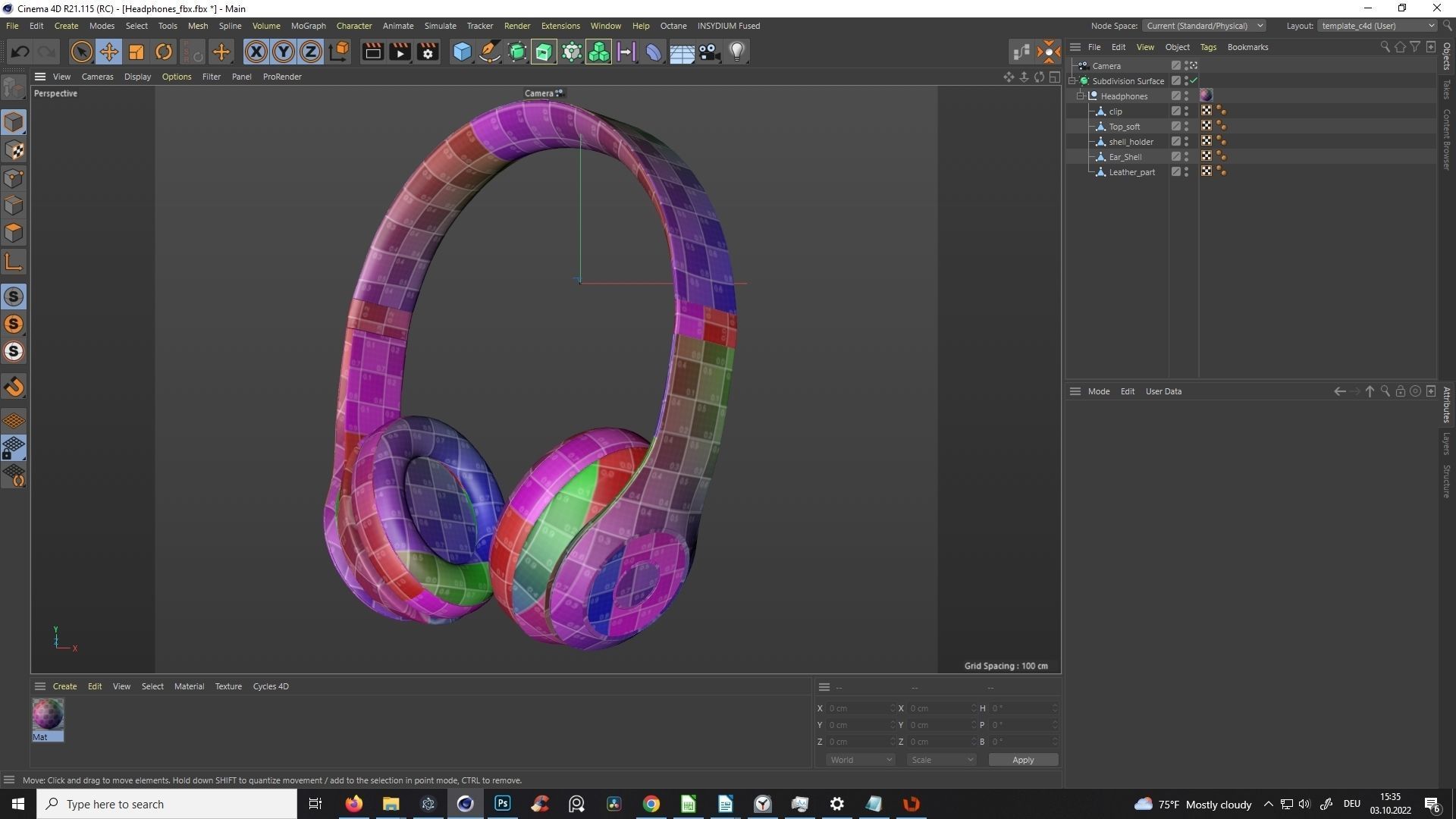 Headphones DJ Over-Ear Low-Poly Low-poly 3D model_2