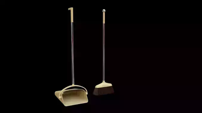 Broom 3d model two brooms and dustpan