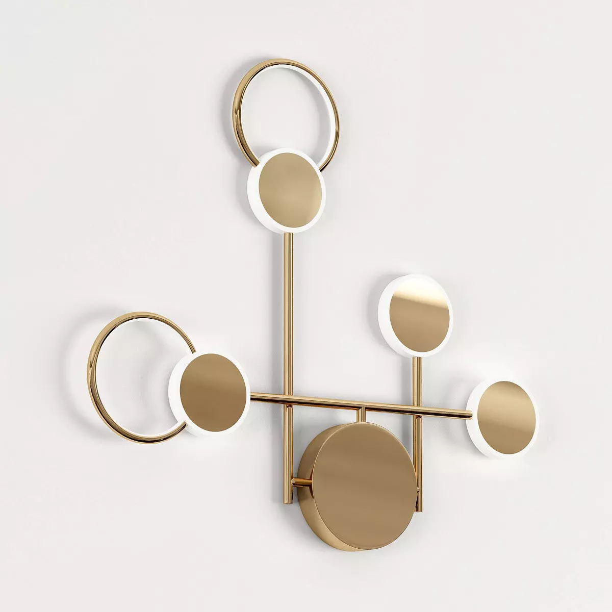 zingy brass wall sconce with four circles 3D model_0