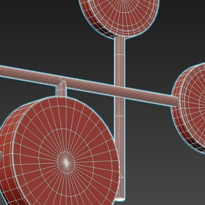 zingy brass wall sconce with four circles 3D model_4