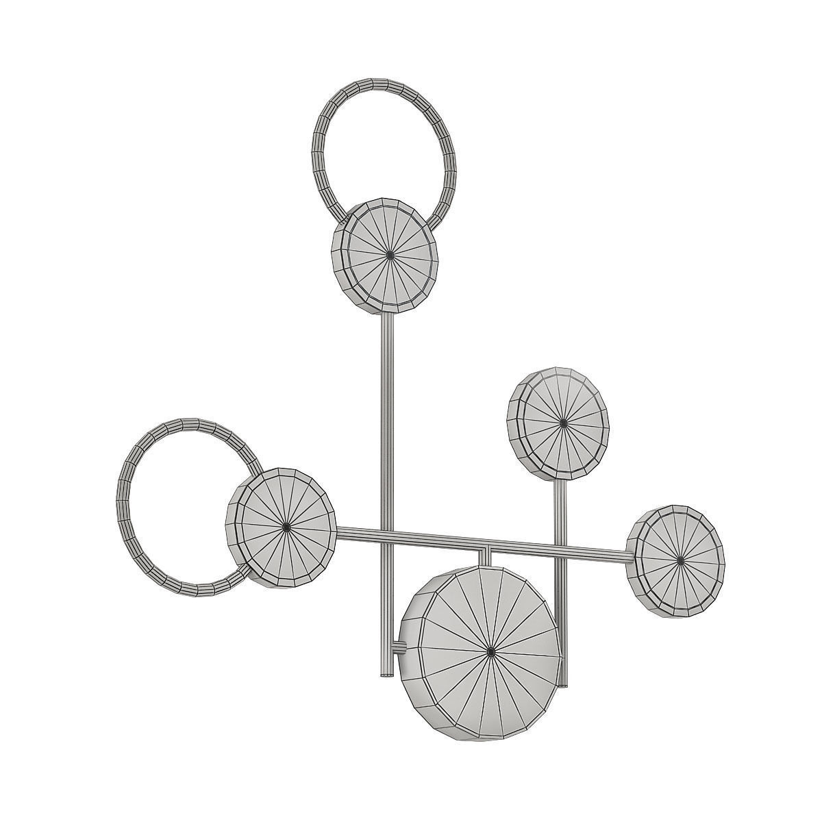 zingy brass wall sconce with four circles 3D model_1