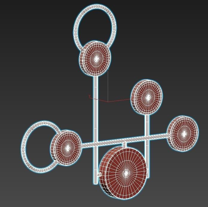 zingy brass wall sconce with four circles 3D model_2