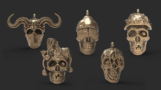 Skull pendants 3D Model Collection