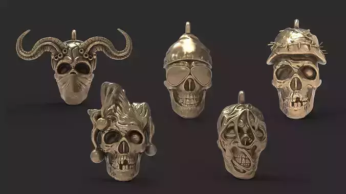 Skull pendants 3D Model Collection