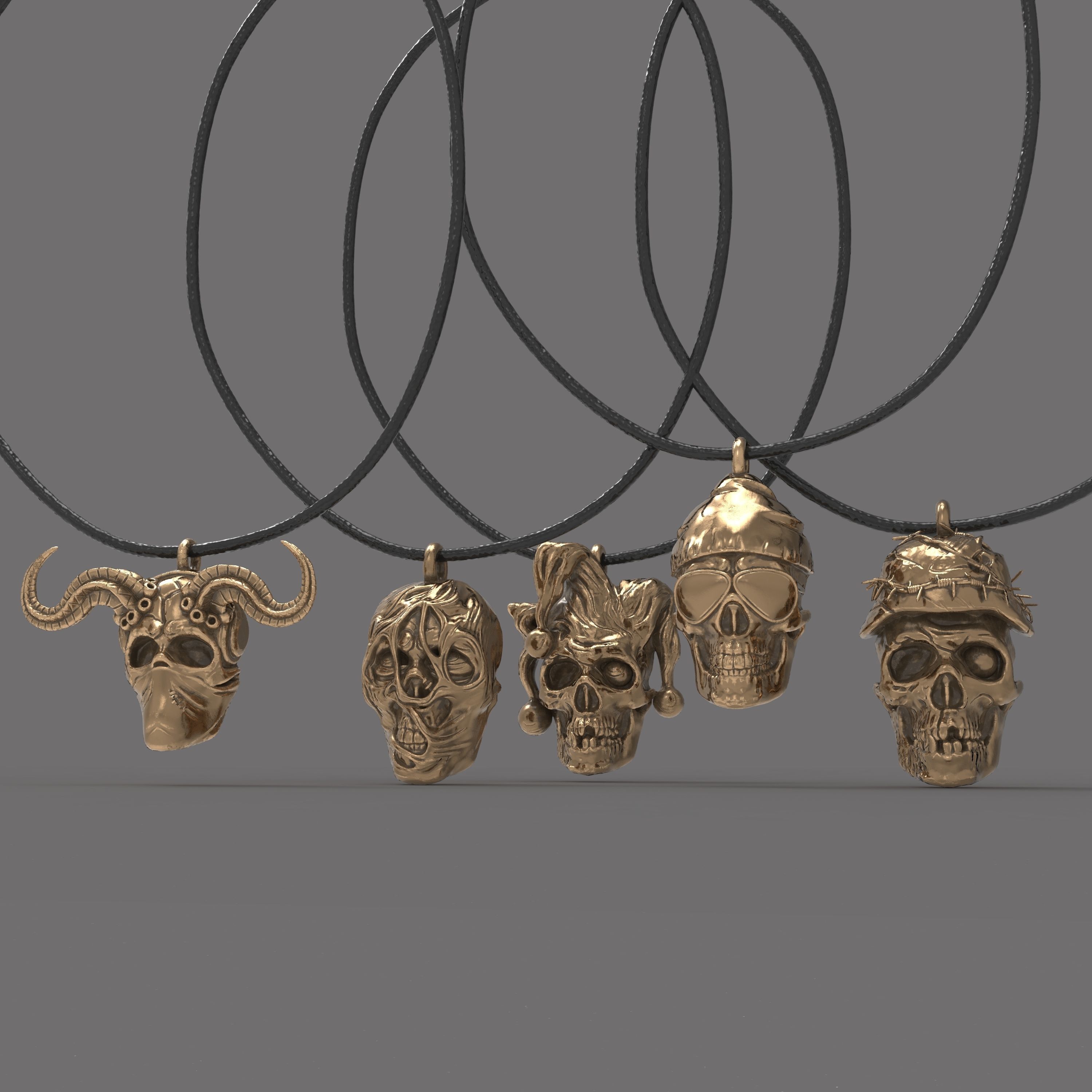 Skull pendants 3D Model Collection_6