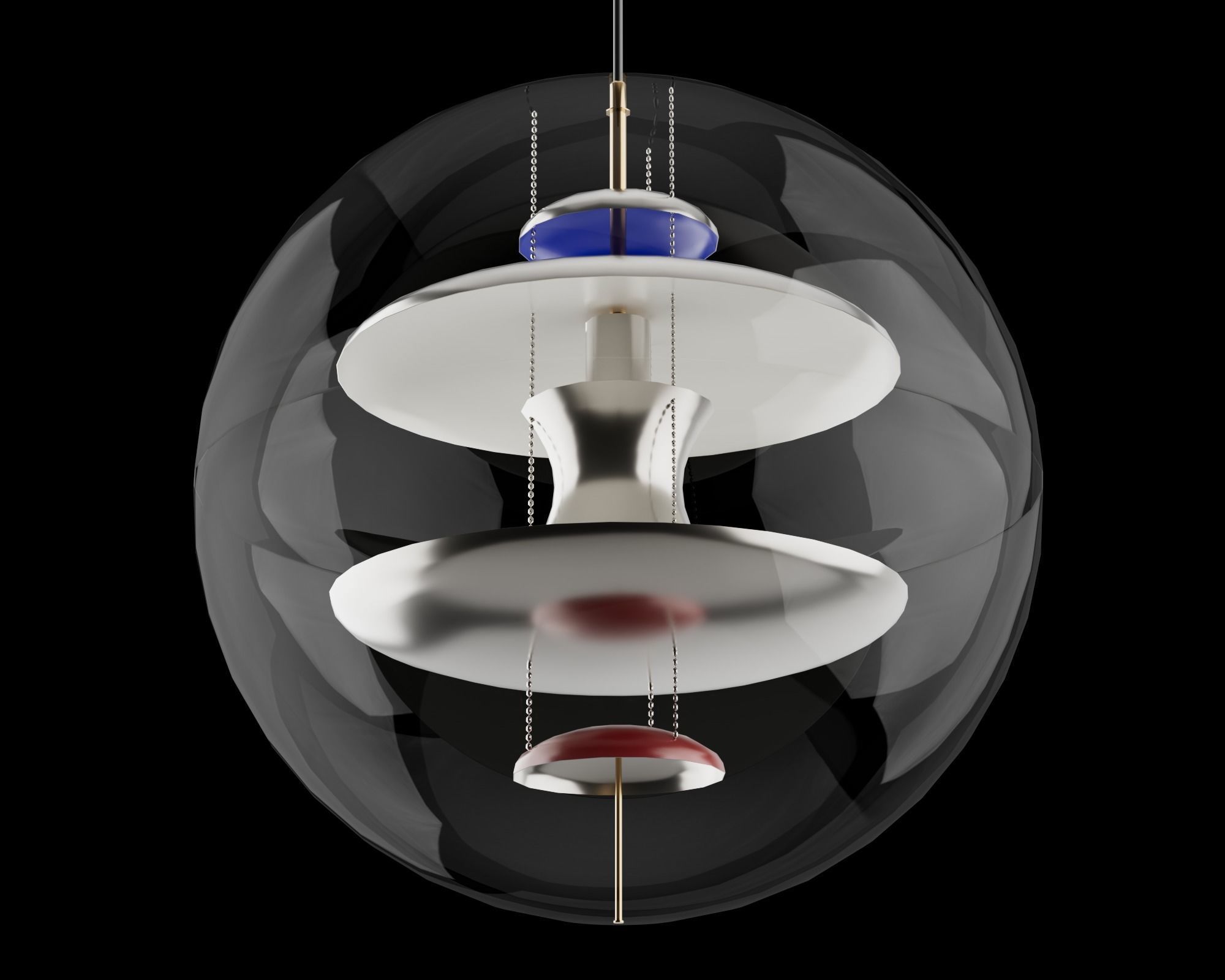 Spherical Futuristic fashionable chandelier pbr game ready Low-poly 3D model_9