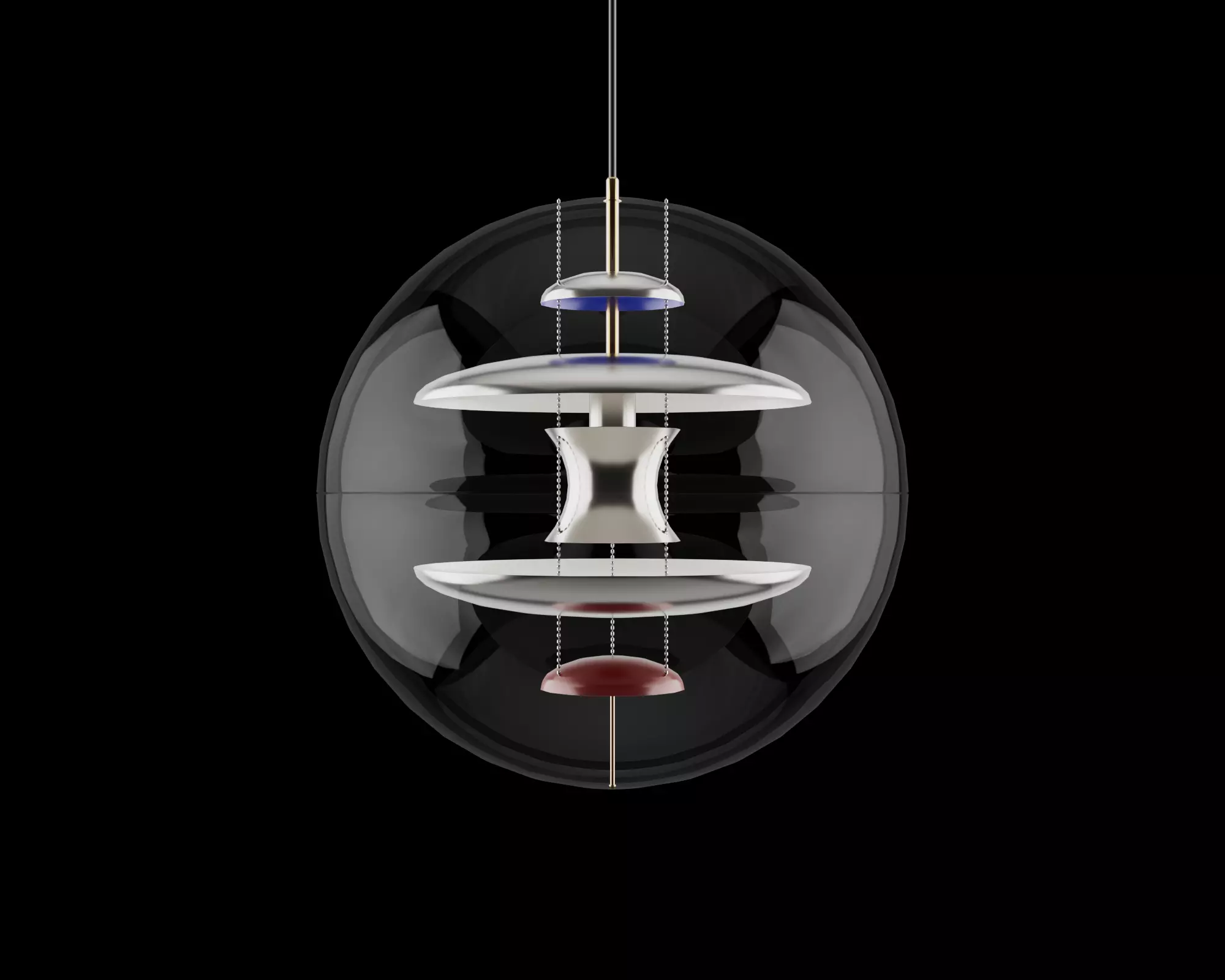 Spherical Futuristic fashionable chandelier pbr game ready Low-poly 3D model_0