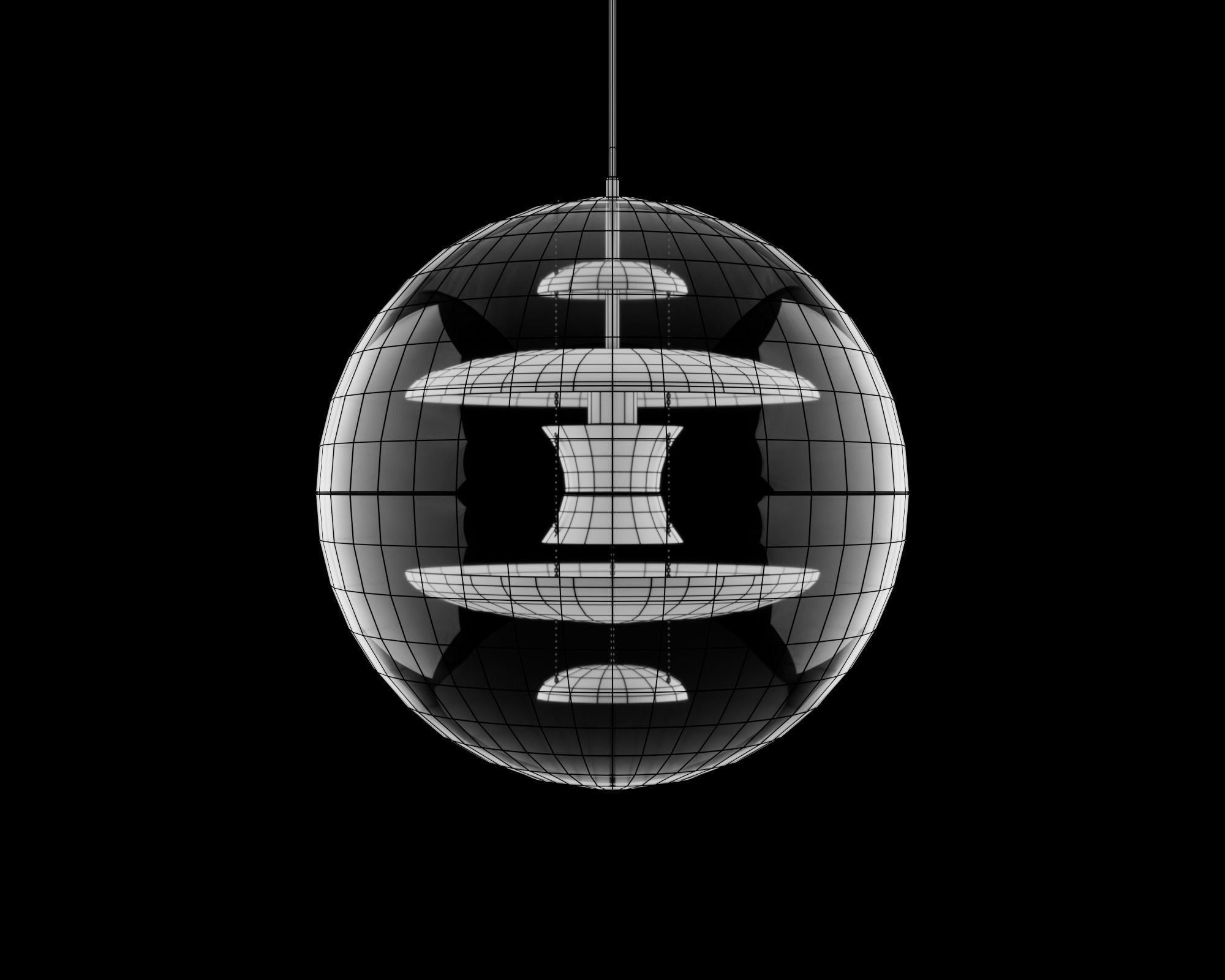 Spherical Futuristic fashionable chandelier pbr game ready Low-poly 3D model_2
