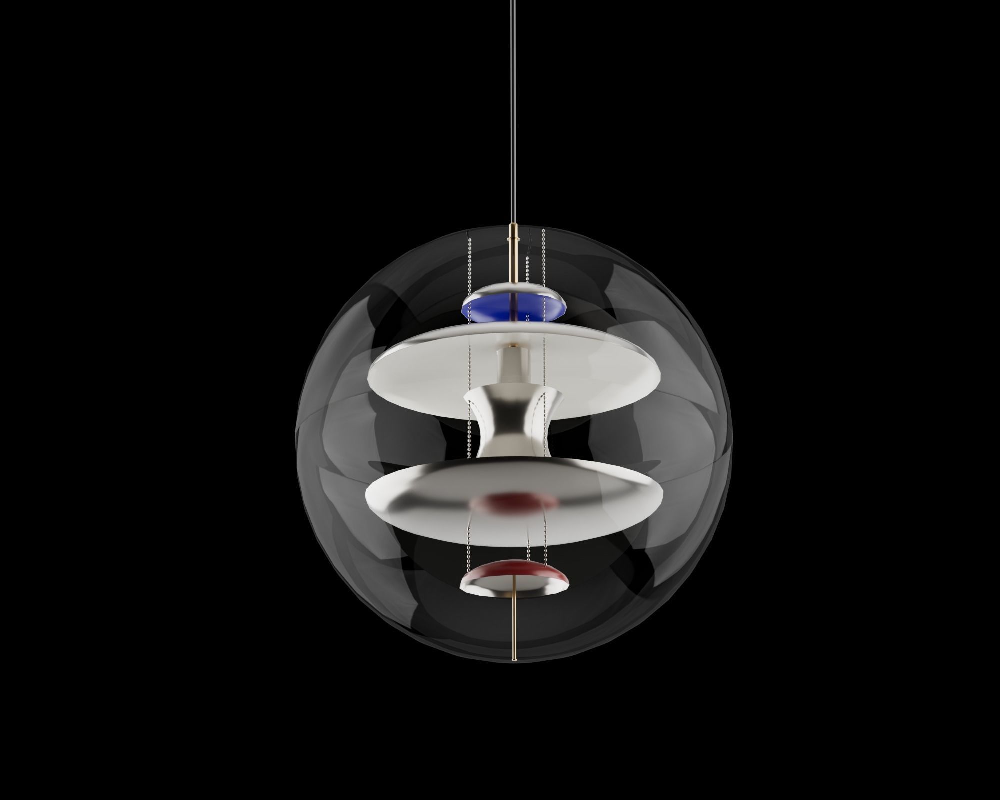 Spherical Futuristic fashionable chandelier pbr game ready Low-poly 3D model_3