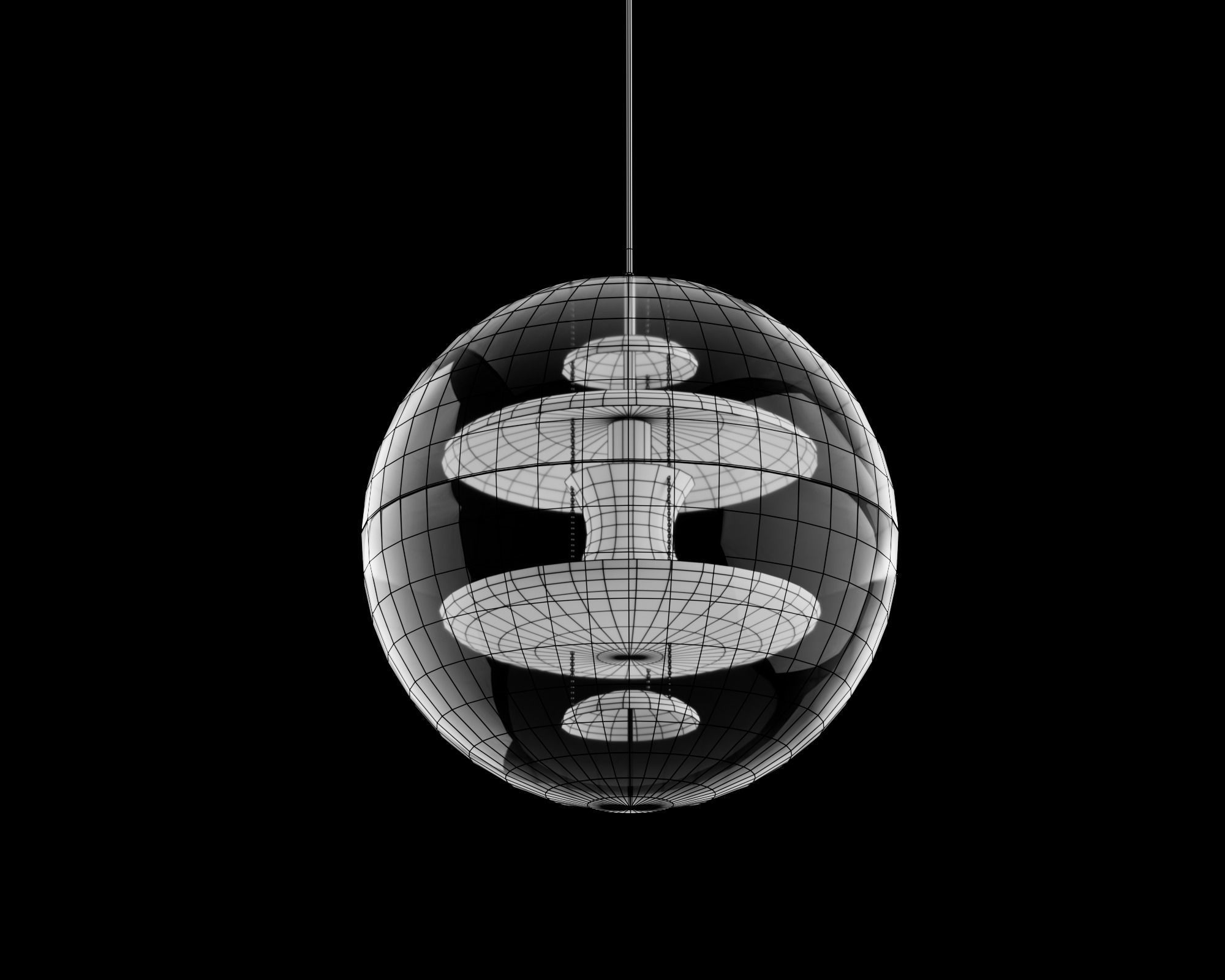 Spherical Futuristic fashionable chandelier pbr game ready Low-poly 3D model_4