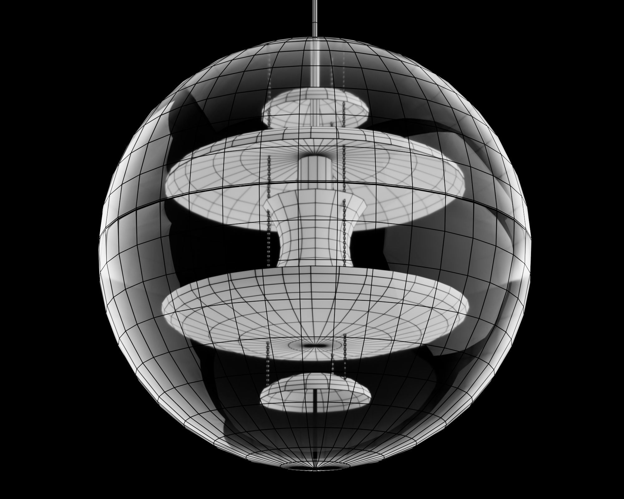 Spherical Futuristic fashionable chandelier pbr game ready Low-poly 3D model_10