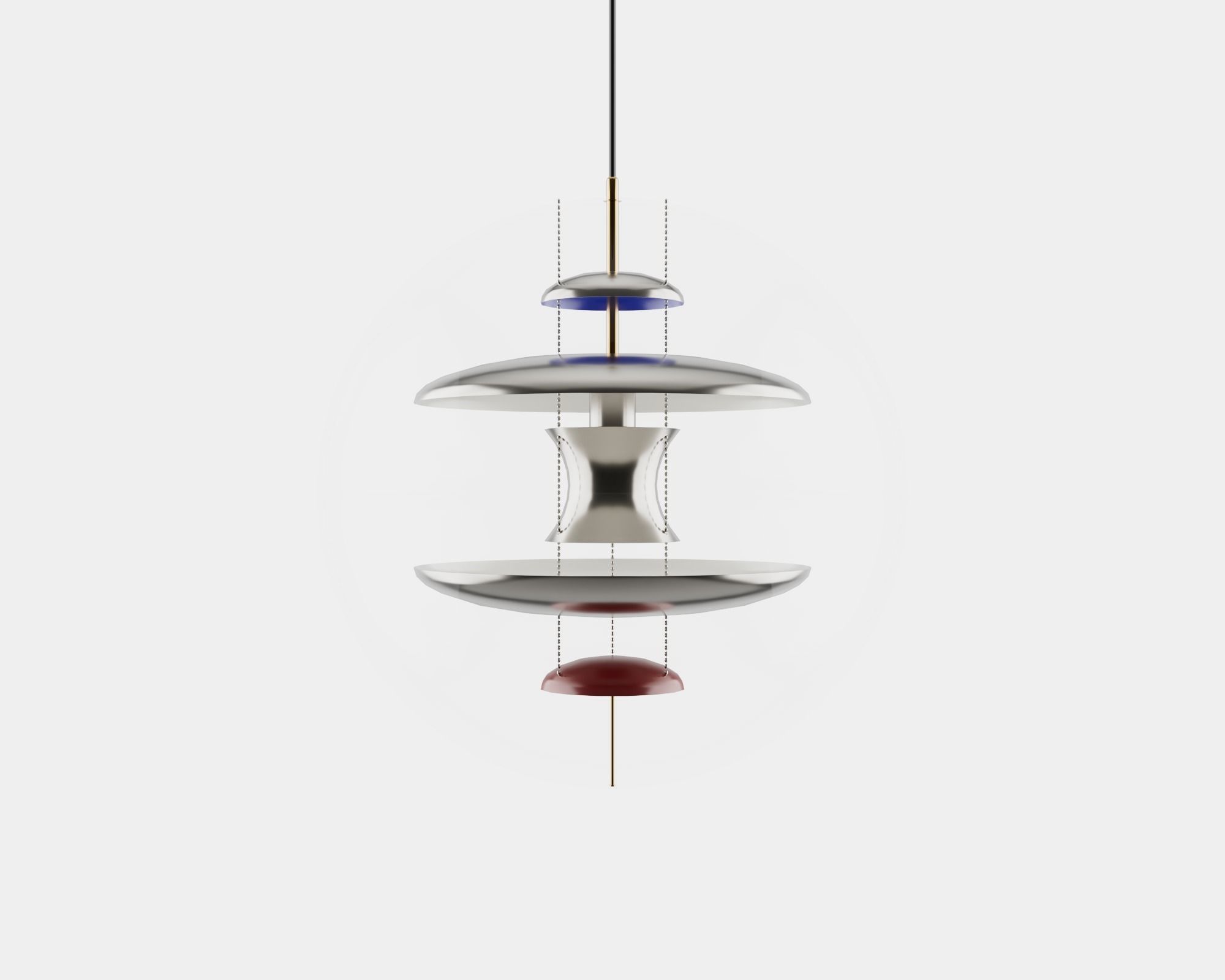 Spherical Futuristic fashionable chandelier pbr game ready Low-poly 3D model_1