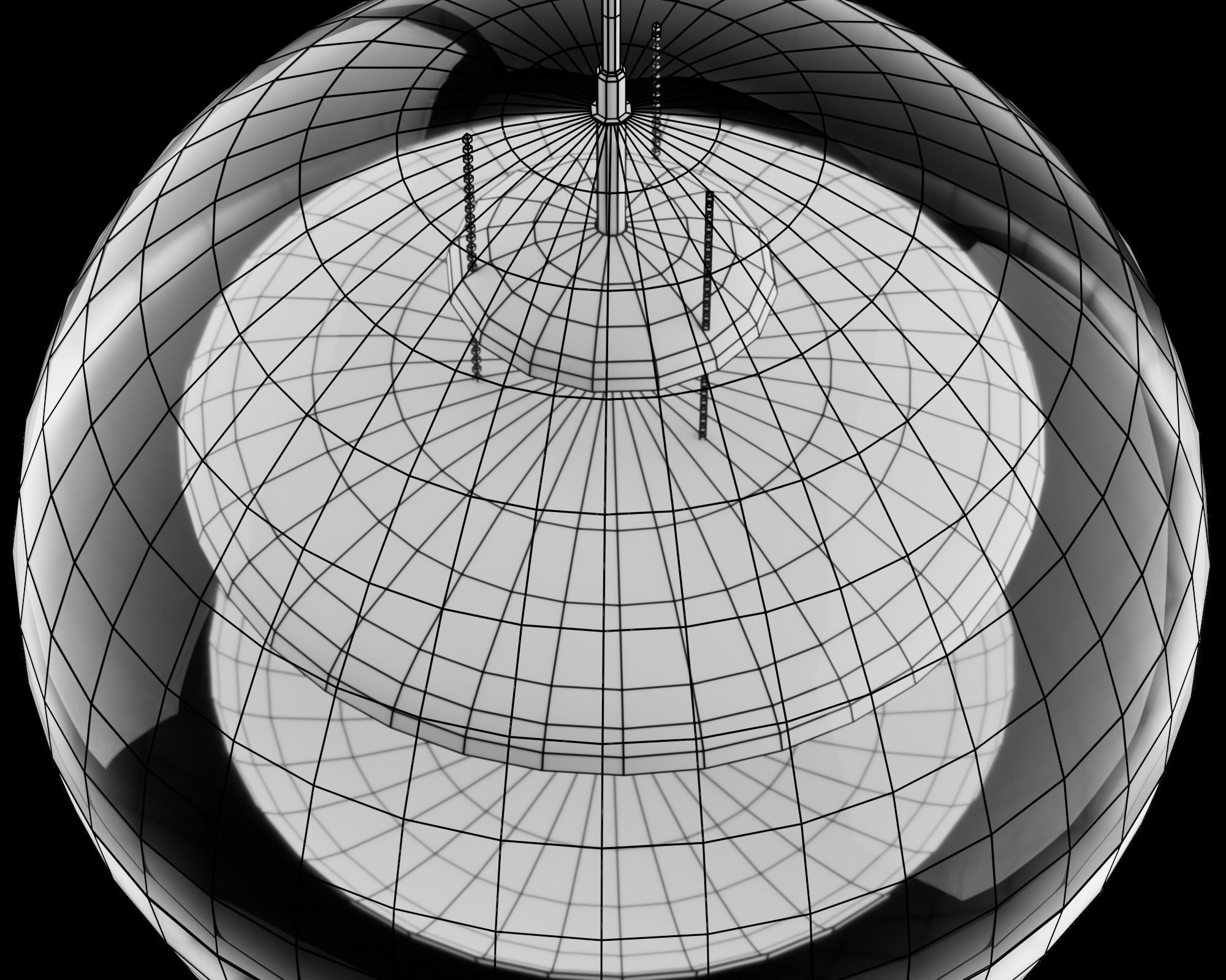 Spherical Futuristic fashionable chandelier pbr game ready Low-poly 3D model_12