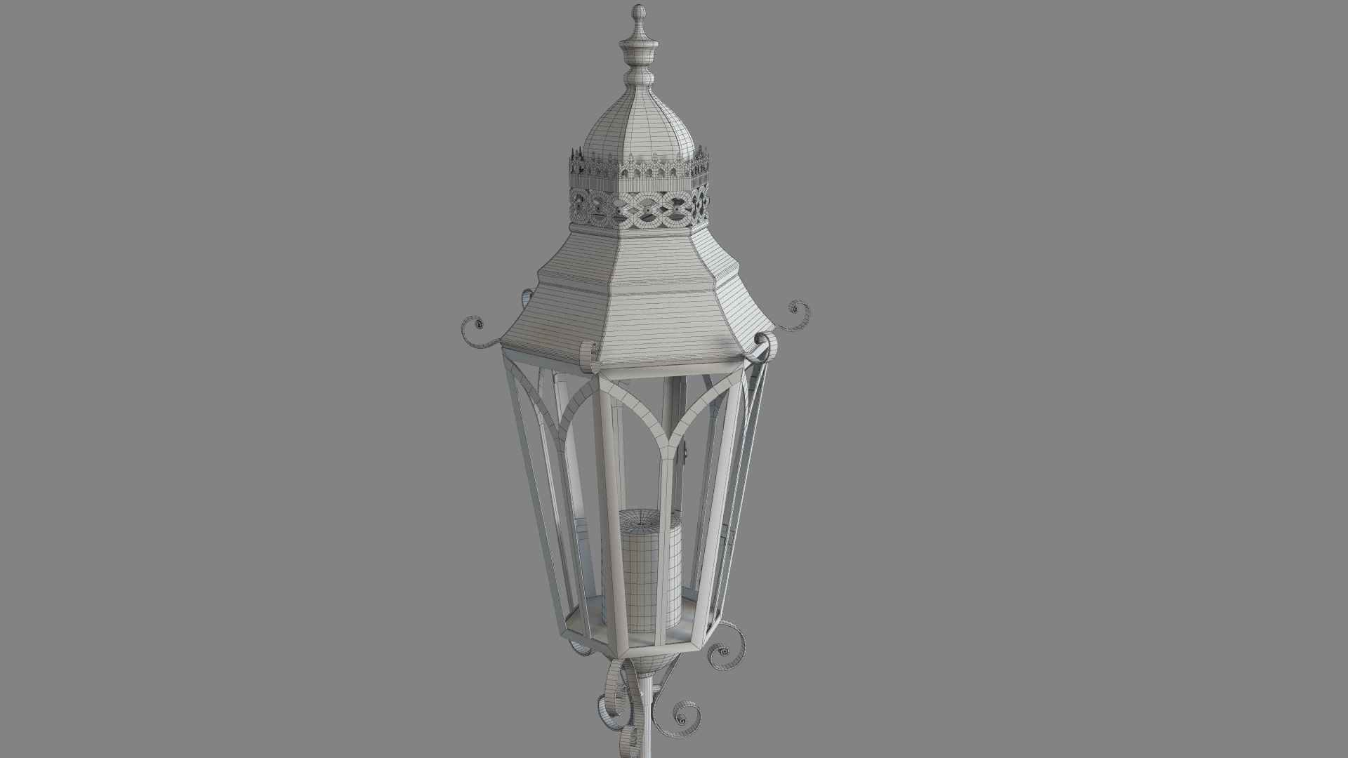 Brown Metal Rustic Candle Lantern 3D model_5
