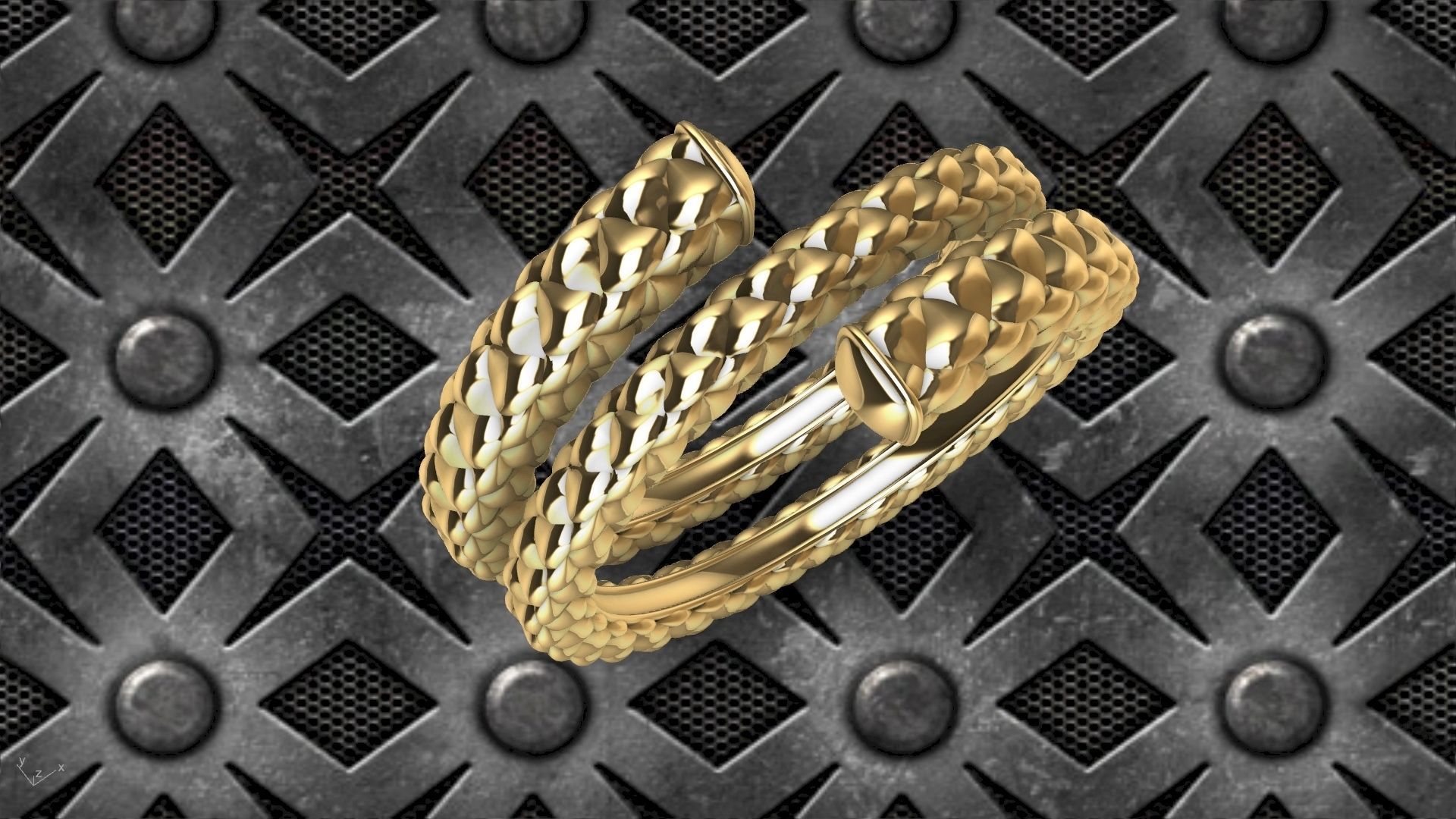checkered rope ring stl verified  3D print model_13