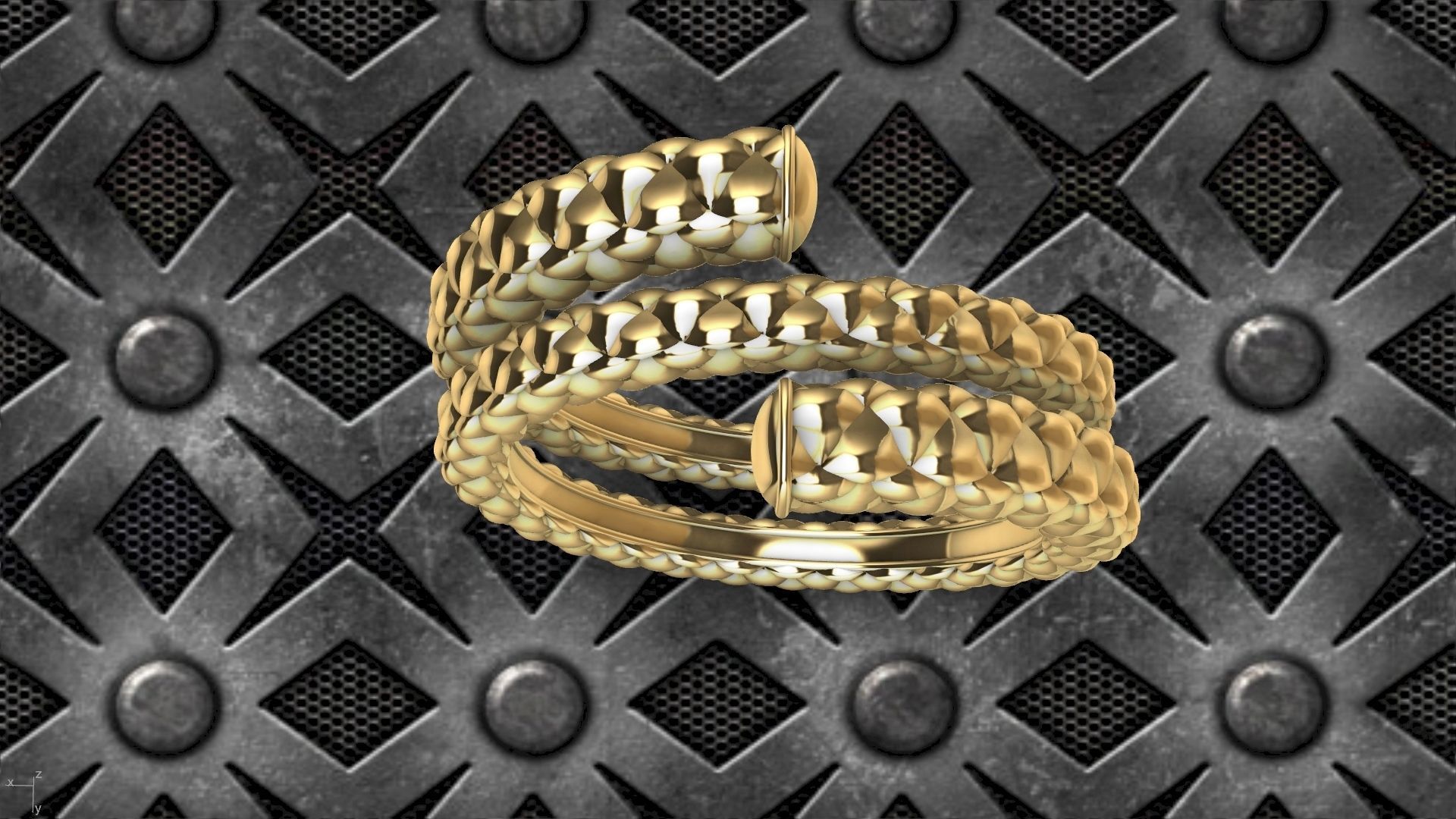 checkered rope ring stl verified  3D print model_18