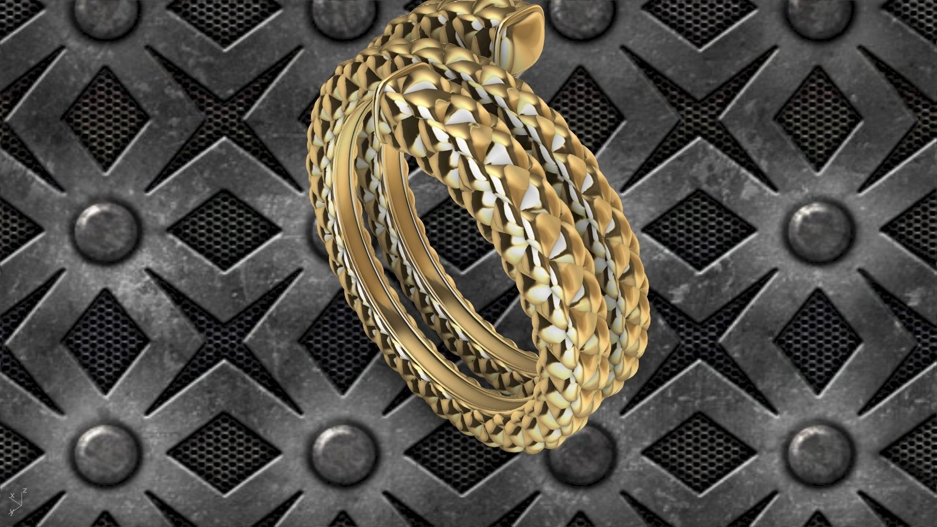 checkered rope ring stl verified  3D print model_17