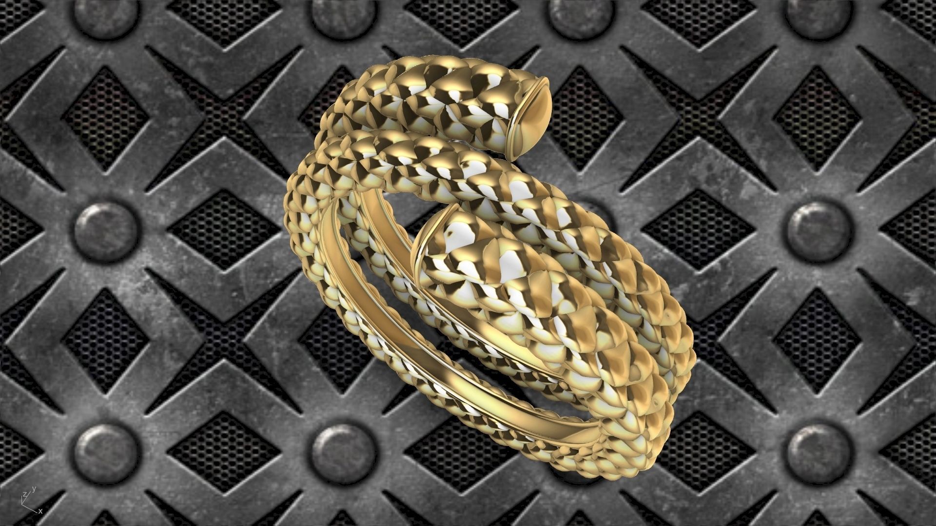 checkered rope ring stl verified  3D print model_14