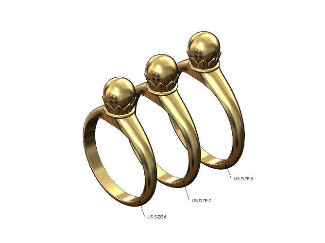 Lotus bead and leaves fashion ring US sizes 6 7 8 3D print model