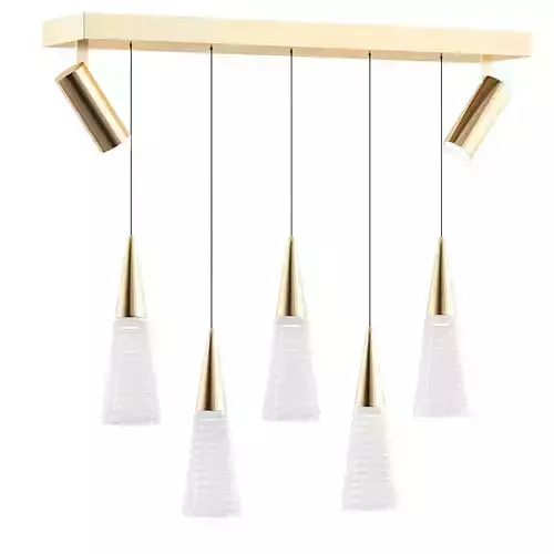 mandora1 five light pendant in gold with clear glass shades