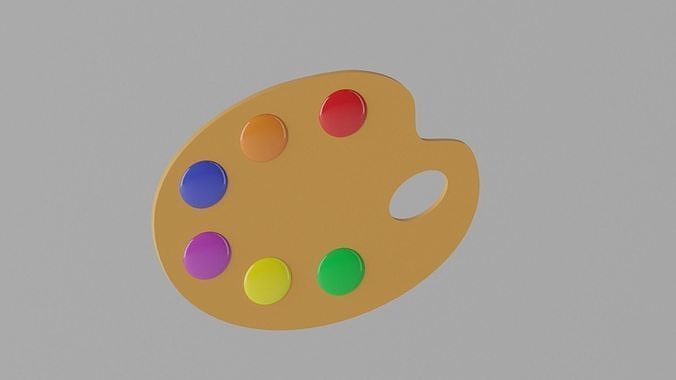 Cartoon Artist Palette Low-poly 3D model
