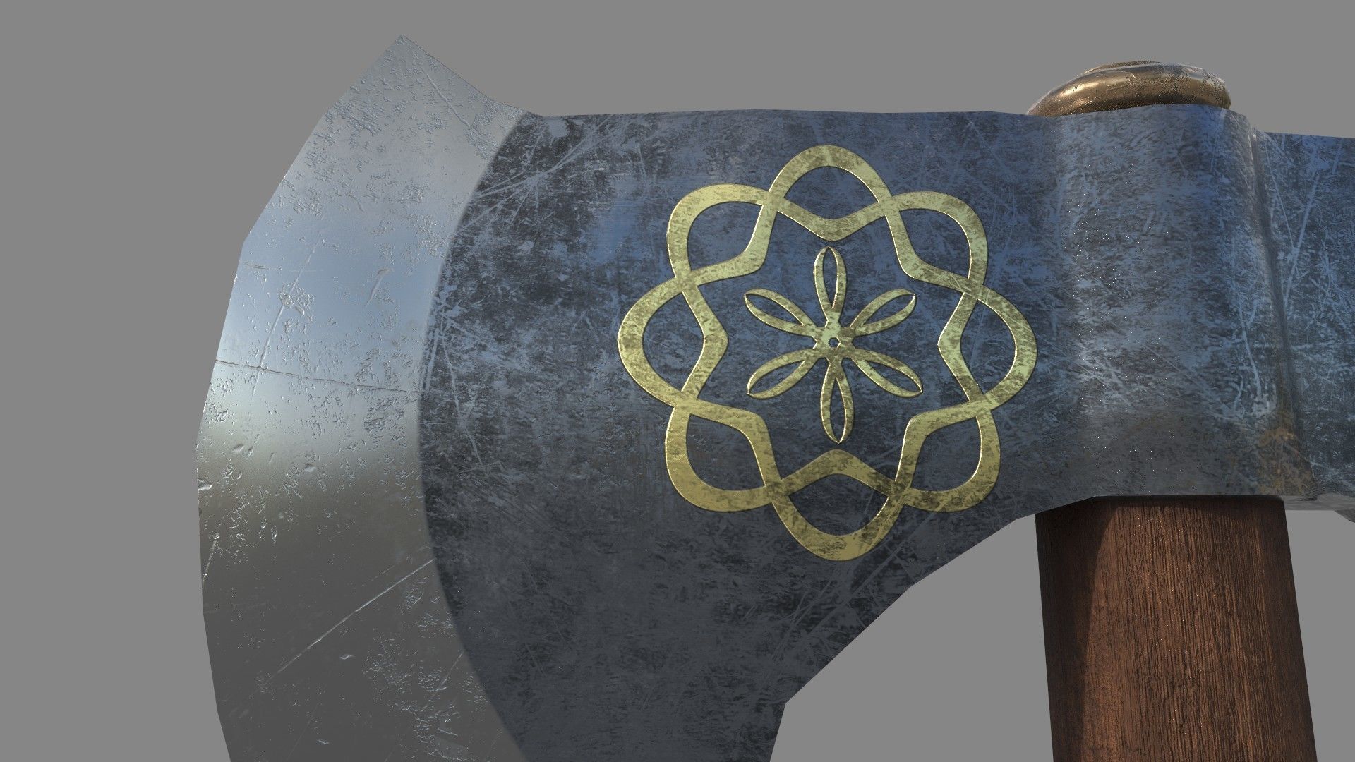 Medieval Axe Low-poly 3D model_10