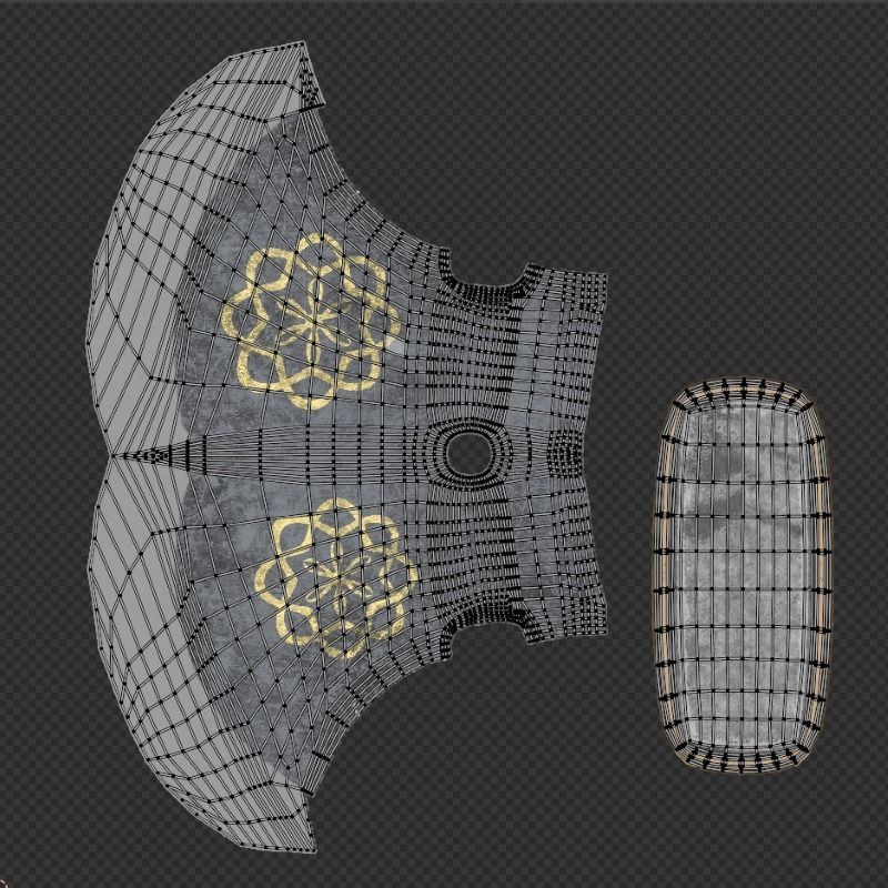 Medieval Axe Low-poly 3D model_14