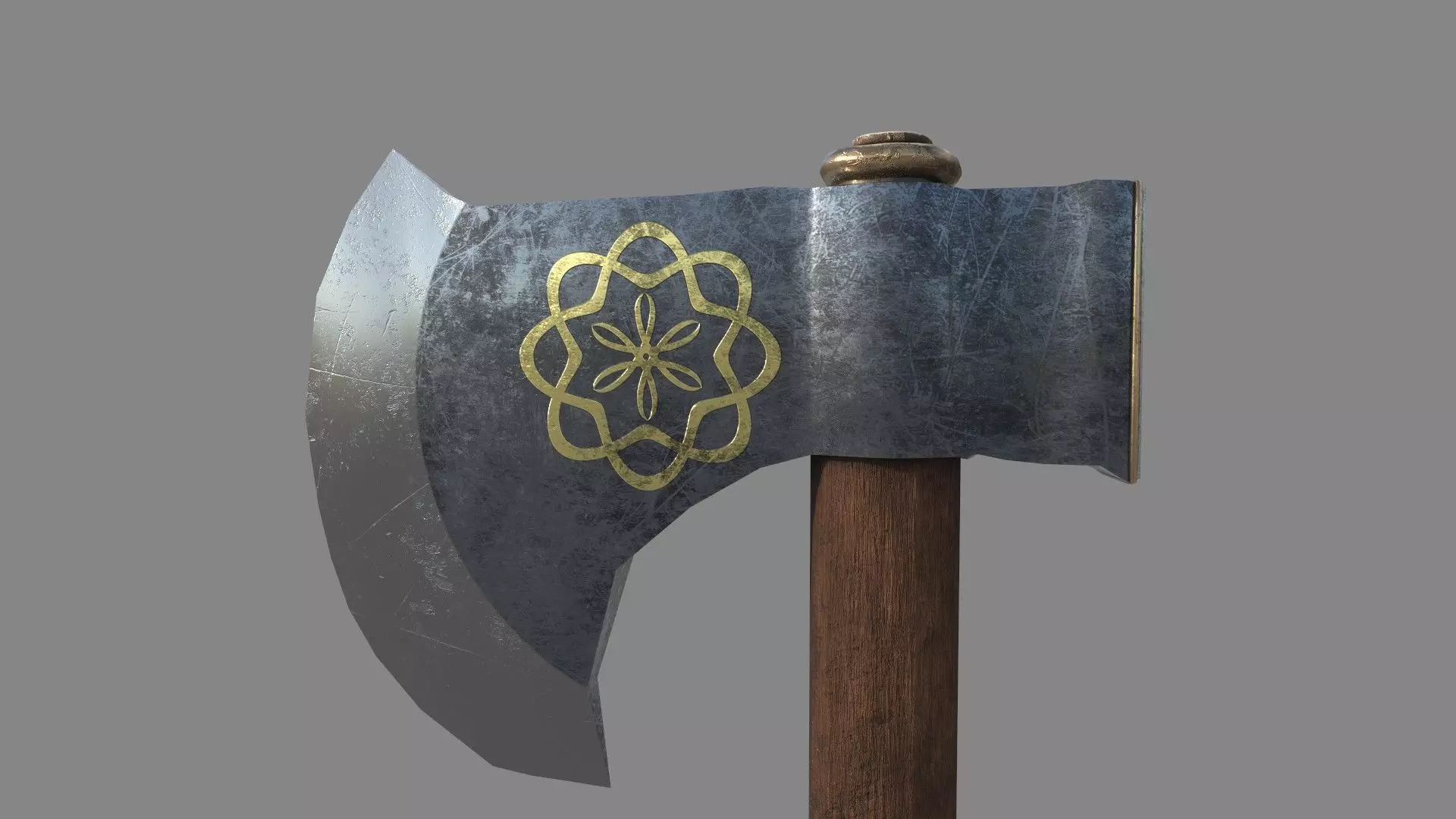 Medieval Axe Low-poly 3D model_0