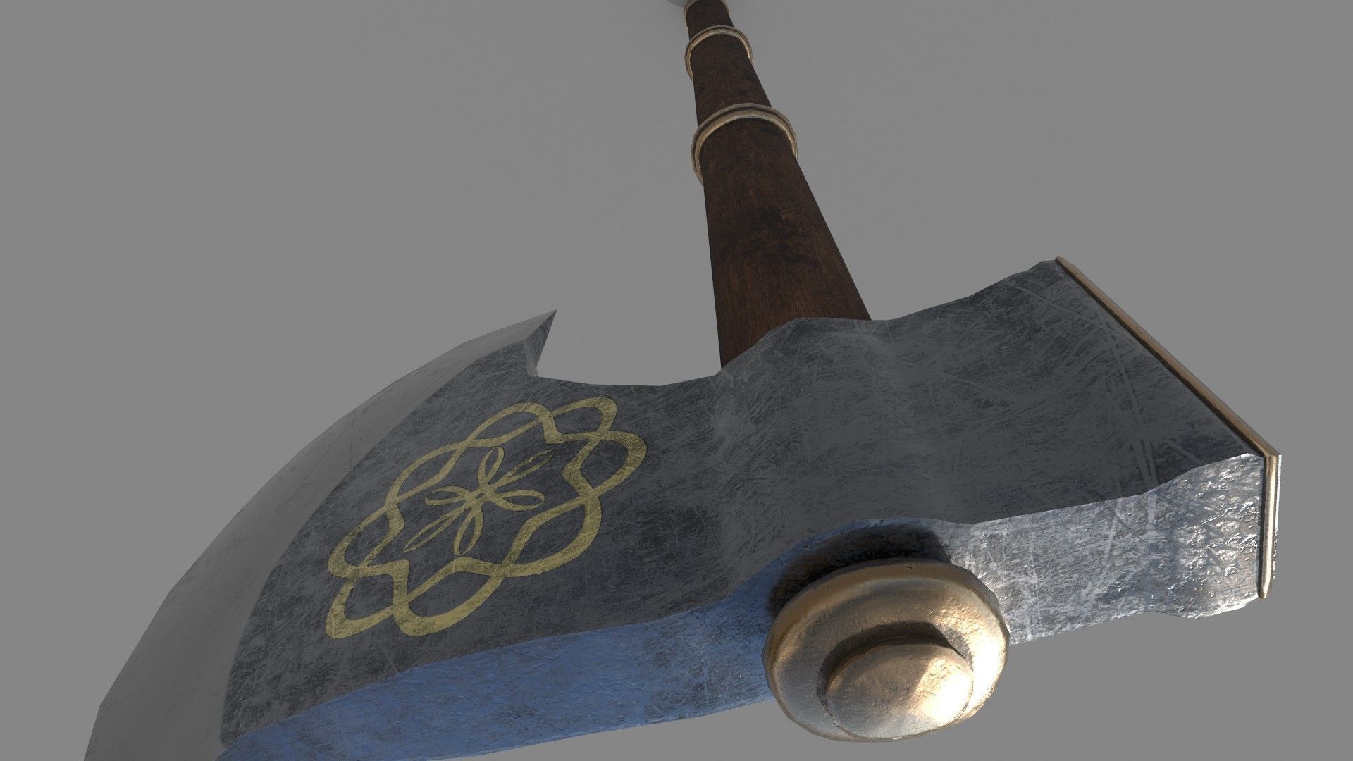Medieval Axe Low-poly 3D model_8