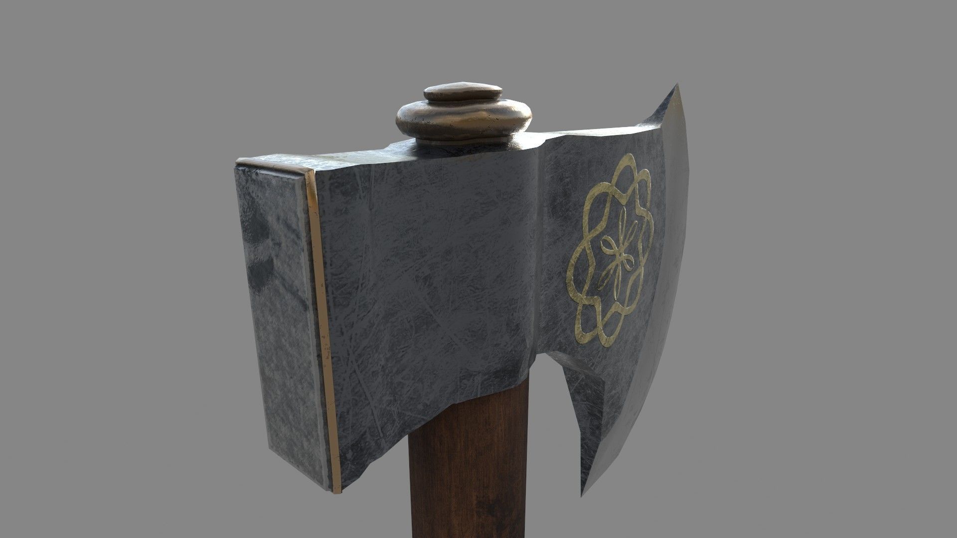Medieval Axe Low-poly 3D model_6