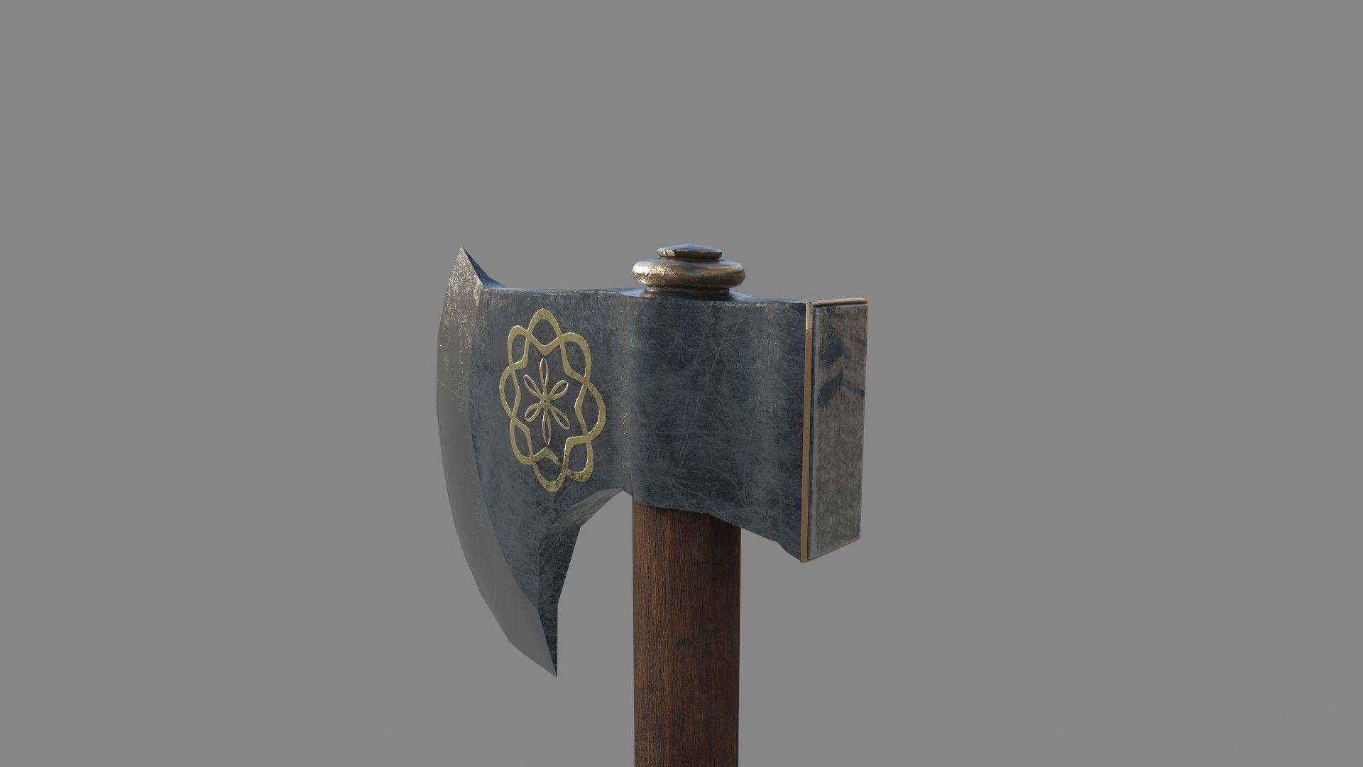 Medieval Axe Low-poly 3D model_5