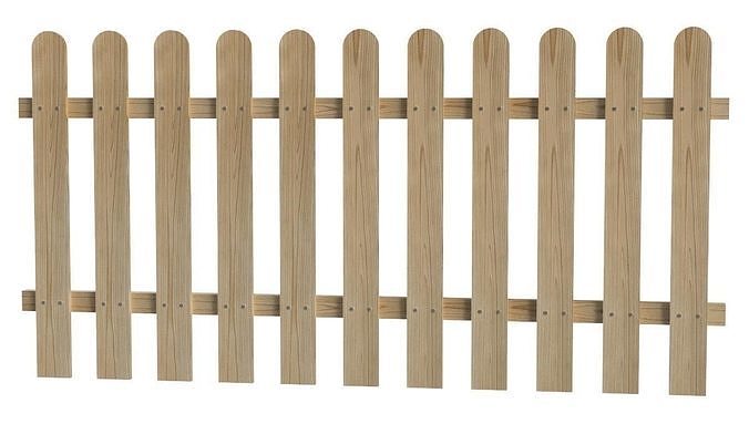 Wooden garden fence Low-poly 3D model