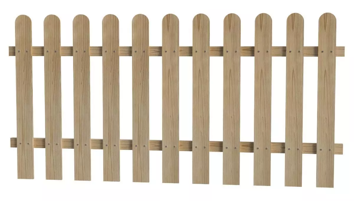 Wooden garden fence Low-poly 3D model