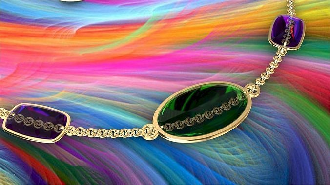 cabochon bracelet chain link stl verified  3D print model