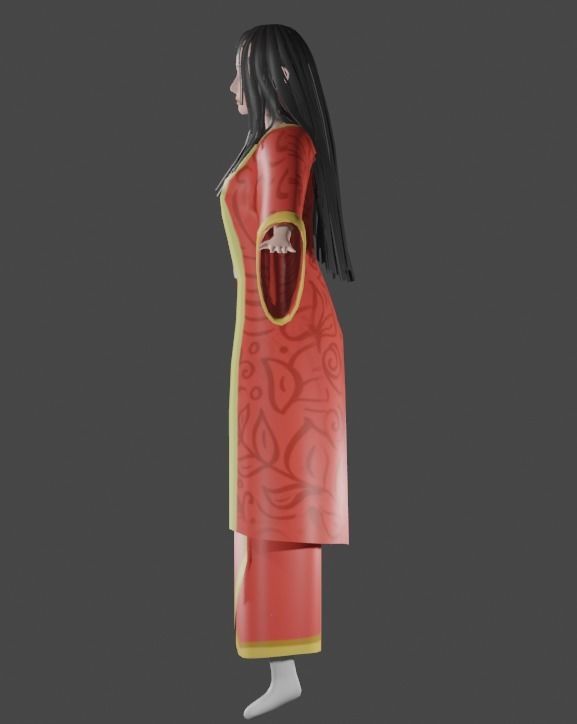 3d female game character  Low-poly 3D model_3