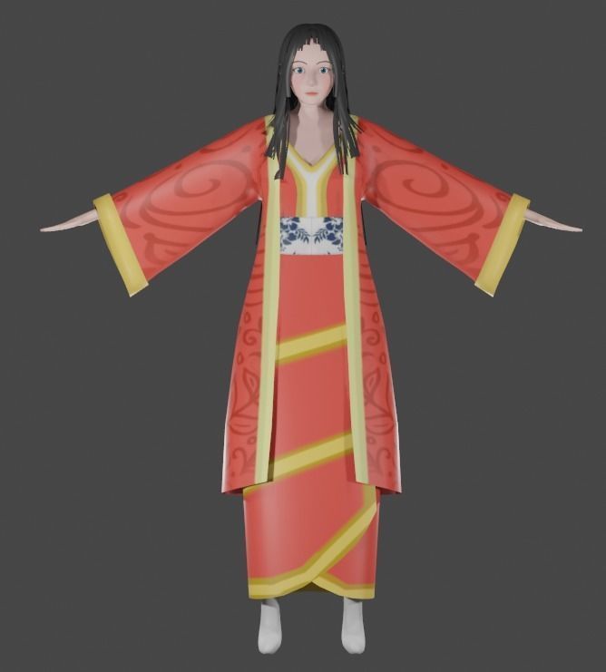 3d female game character  Low-poly 3D model_1