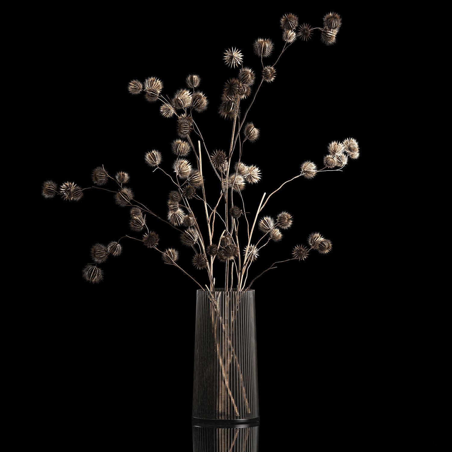 Bouquet Of Dried Flowers From Thorn And branches 3D model_1