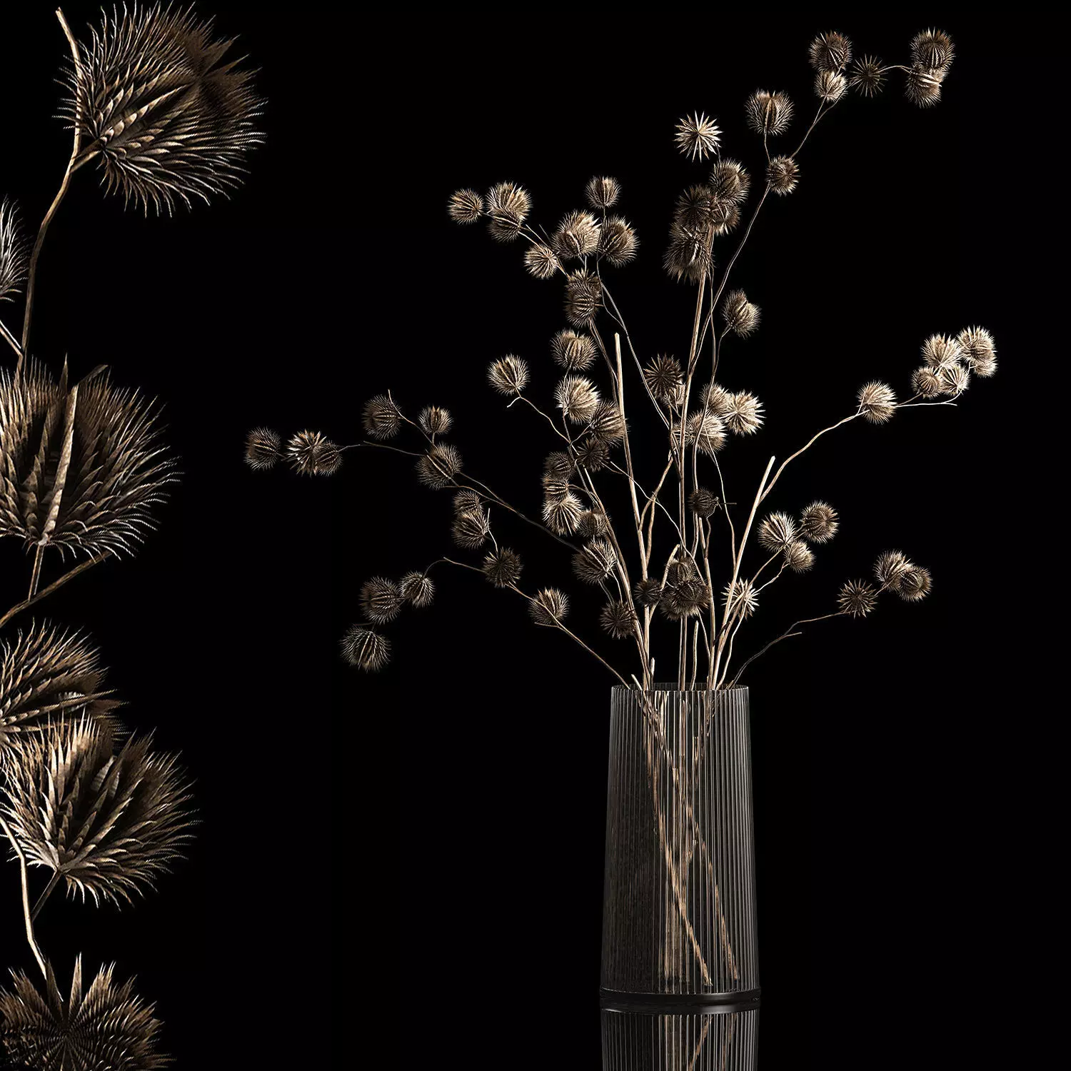 Bouquet Of Dried Flowers From Thorn And branches 3D model_0