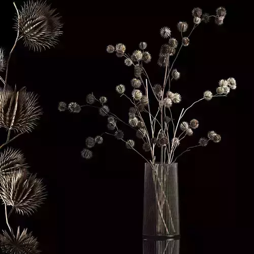 Bouquet Of Dried Flowers From Thorn And branches 3D model