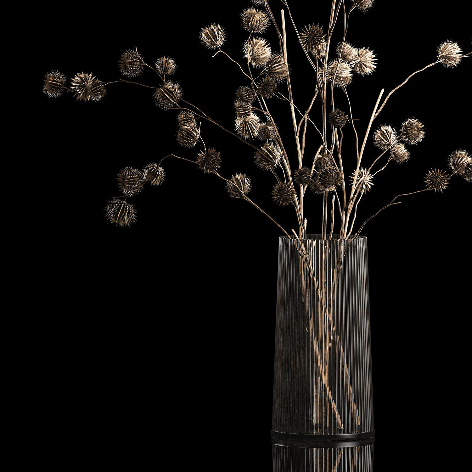 Bouquet Of Dried Flowers From Thorn And branches 3D model_4