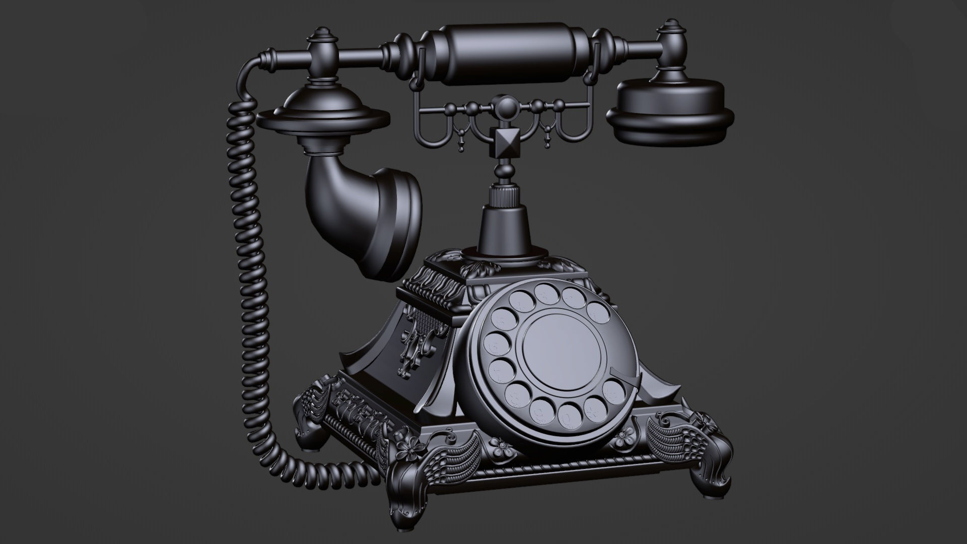 Retro Rotary Phone 3D model_7