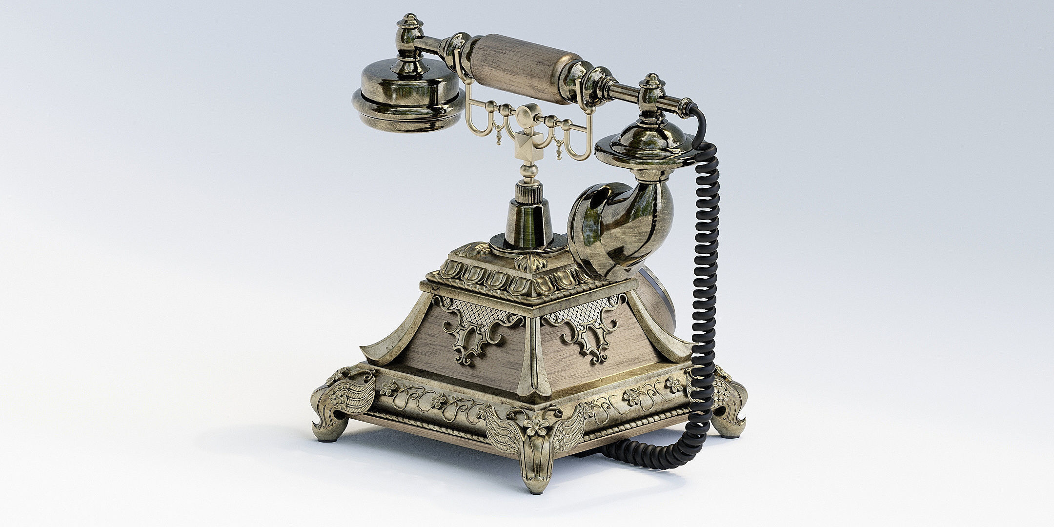 Retro Rotary Phone 3D model_3